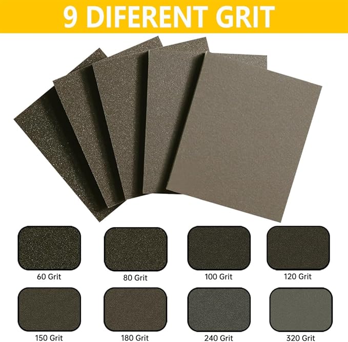 16PCS 80 Grits Sanding Sponge Coarse Sanding Block, Washable and Reusable Wet Dry Sandpaper Sponge， Sander Sponges for Wood Drywall Metal Wood