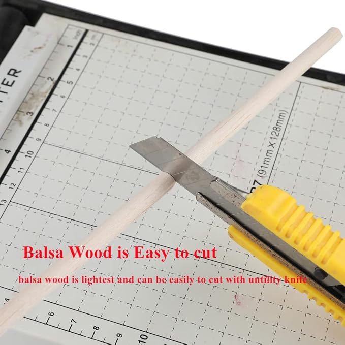30 Pack Round Wood Dowel Rods 1/4x1/4x12 Inch Balsa Wood Sticks φ1/4 Inch Natural Wood Color Unfinished Wood for Cricut Maker Make Models of House Airplane Ship Boat DIY Wooden(6x6x305mm)
