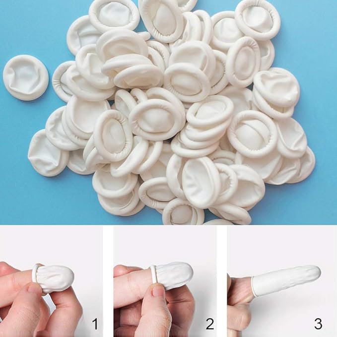 Finger Cot, Medium Finger Protectors Latex Anti-Static Finger Covers, Finger Tip Protect Keeping Dressing Dry and Clean Disposable Finger Gloves White(approxi 135pcs)