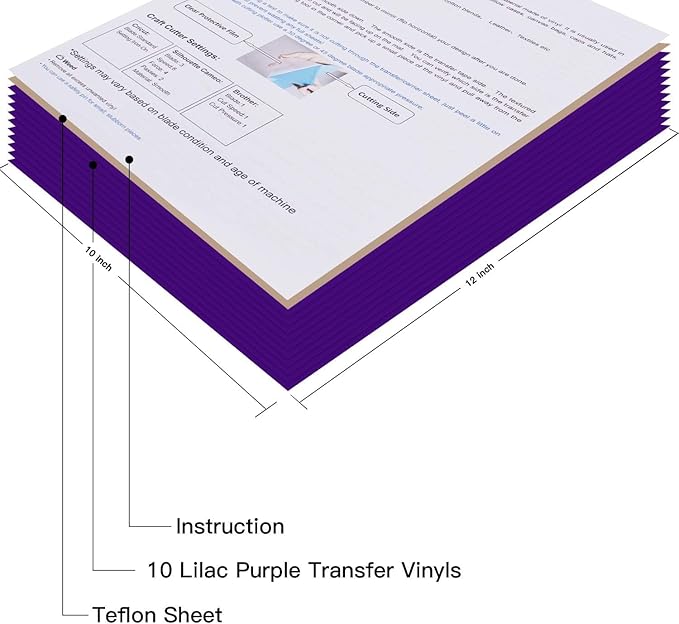 JANDJPACKAGING Purple Heat Transfer Vinyl HTV for T-Shirts 12 x 10 Inches 10 Pack Purple Iron on Vinyl