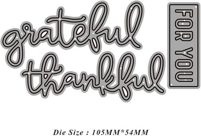 Metal Cutting Dies DIY Merry Christams Embossing Stencil Template Scrapbooking Card Making Mold Photo Album Arts Crafts Tools (Thankful Grateful for you-10.5x5.4cm)