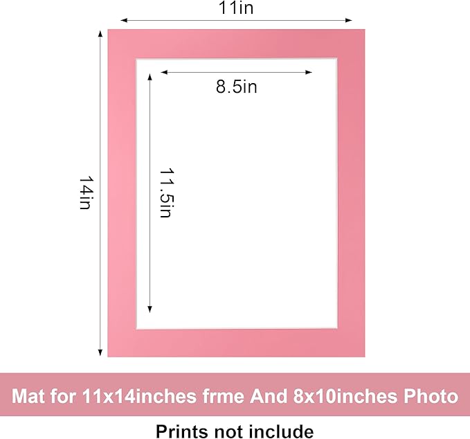HOTUO 10 Pack Acid Free Colorful Picture Frame Mats, Pre-Cut 11x14 Picture Mats with Ivory Core Bevel Cut for 9x12 Photo, Signature Friendly 4 Ply Thickness Photo Mat for Frames.