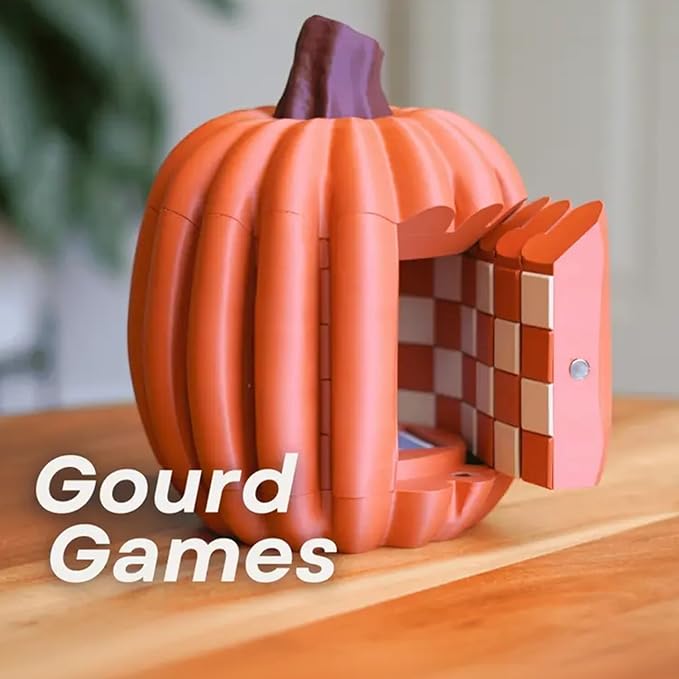 Forgecore Gourd Games, Pumpkin Game Set: Magnetic Chess Checkers, Dice Tower, Cribbage, Card Holder, Gourd Gambit Pumpkin Chess Expansion Pack, 3D Printing Portable Adult Pumpkins Board Game Set(2#1)
