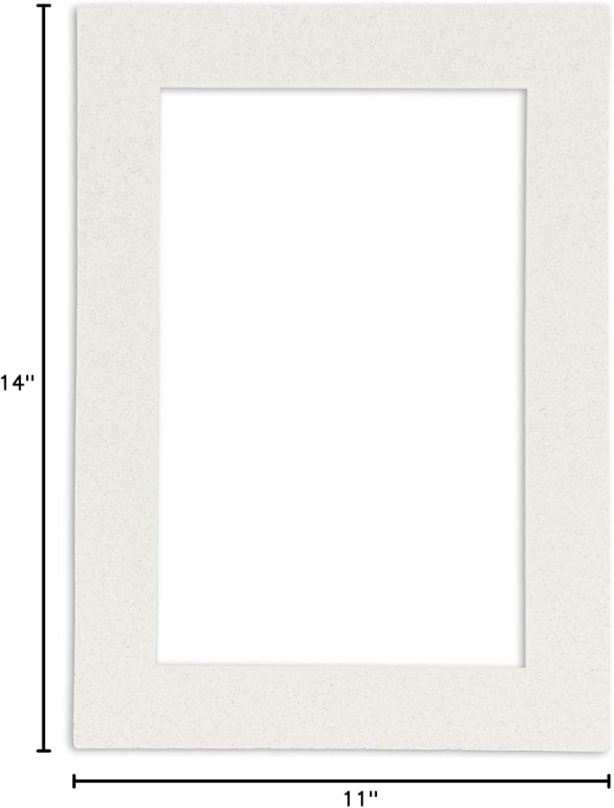 Pack of 25 Acid Free 11x14 Mats Bevel Cut for 8.5x11 Photos - Oyster Shell White Precut Matboards For Pictures, Photos, Framing - 4-ply Thickness