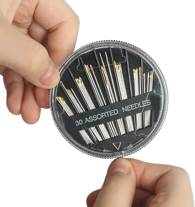 Eketirry Premium Hand Sewing Needles，4 Pack 30-Count Assorted Needles for Sewing Repair, 6 Different Sizes Sewing Needles with 2 Threaders (Black,4)
