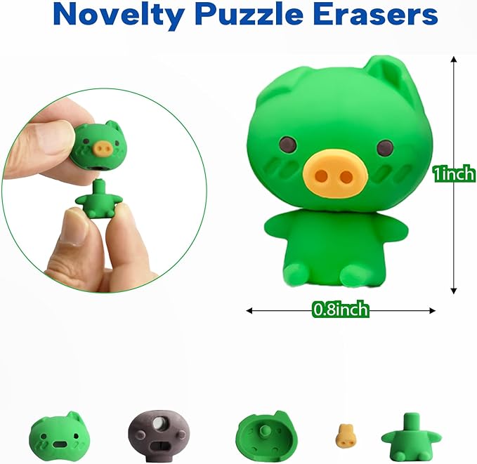 Animal Erasers for Kids, 65 Pcs Kids Pencil Erasers Bulk Puzzle Erasers for School Classroom Prizes