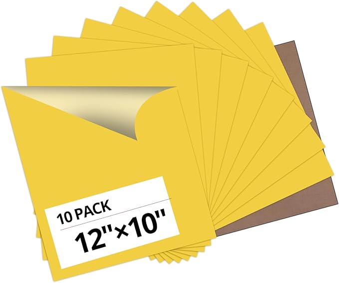 HTVRONT Yellow Heat Transfer Vinyl Bundle - 10 Pack 12" x 10" HTV Vinyl for T-Shirt, Yellow Iron on Vinyl for All Cutting Machine or Heat Press Machine