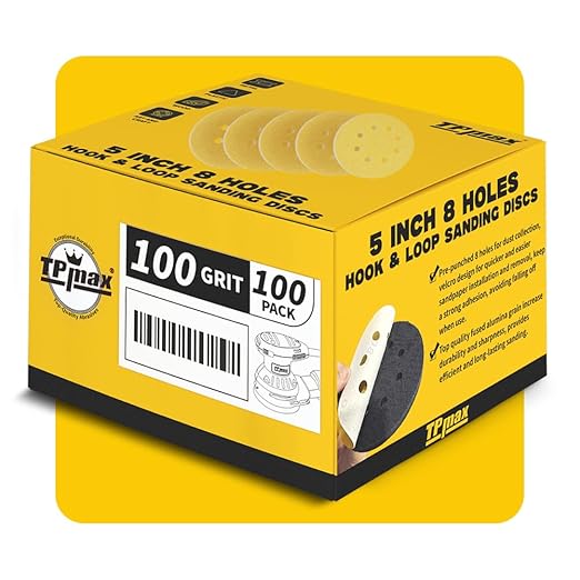100PCS 5 Inch 100 Grit 125mm 8 Hole Sanding Discs Sandpaper - Premium Gold Round Hook and Loop for Random Orbital Sander - Ideal for Wood, Metal, Automotive