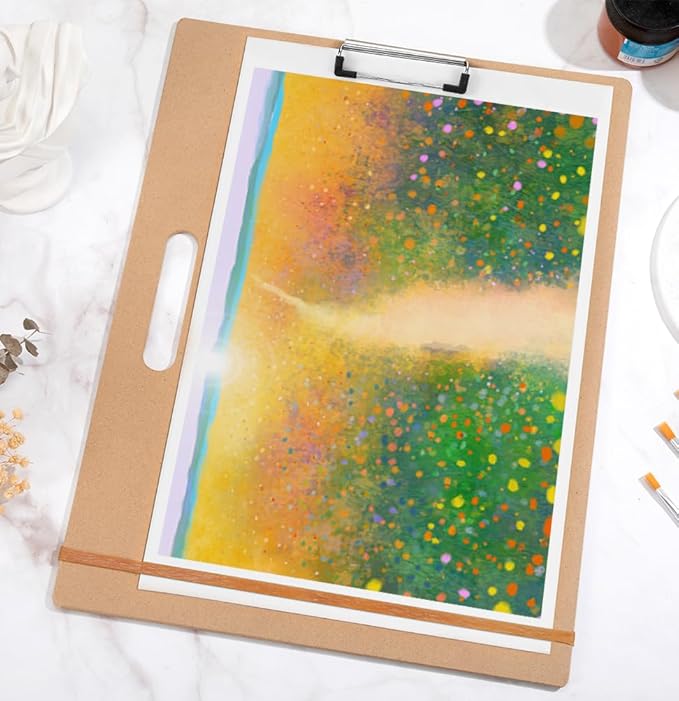 Drawing Board - 14" x 17.8" Sketch Board with Handle for Drafting Art - Portable Clipboard for Class or Studio Fit in Artists Tote
