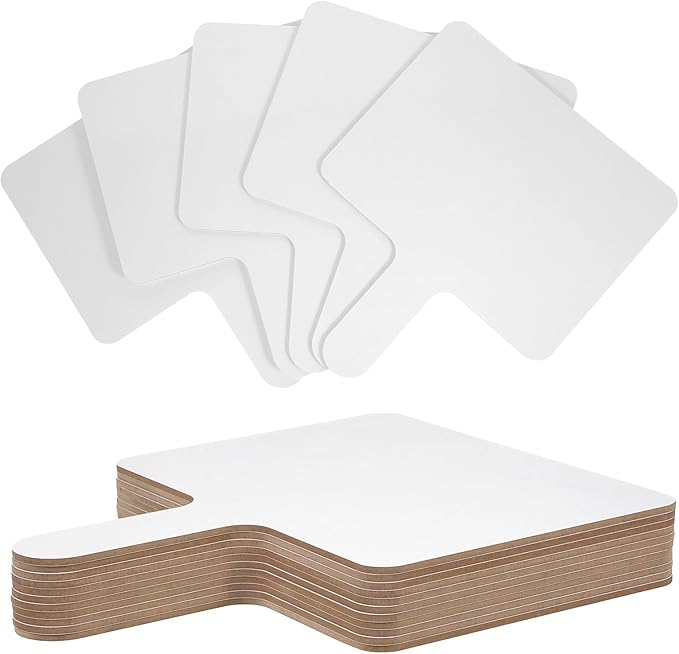 12 Pcs Dry Erase Answer Paddles, Auction Paddles Bulk, 9.8 x 8 Inches White Board, Double Sided Paddle for Students Classroom Office Meeting Voting Answers Shower Games Party