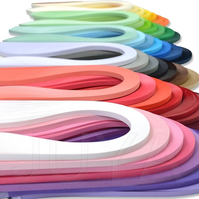 JUYA Single Color Paper Quilling Strips Set 42 Colors 100 Strips per Pack 2/3/5/7/10 mm Width Available 42 colors, width 10 mm (0.39 in)