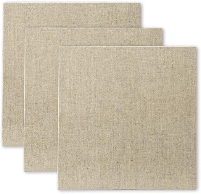 Senso Clear Primed Linen Panels - 10x10-3 Pack of Panels for Painting Oils, Acrylics, Pastels and More