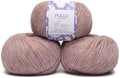 Pullu - Baby Alpaca Merino Wool Yarn Set of 3 Skeins (150 Grams) Worsted Weight - Sourced Directly from Peru - Heavenly Soft and Perfect for Knitting and Crocheting (Lilac Rose)