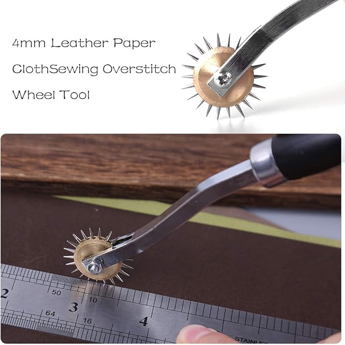 LUNARM 3 Pcs Tracing Wheel Sewing Tool, Needle Point Tracing Wheel, Random Color Tracing Wheel Sewing Tool, Stitching Wheel Tool for Leathercraft, Professional Stitch Marking Spacer