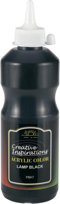 Creative Inspirations Acrylic Paint - Lamp Black - 500 mL Bottle - Smooth & Creamy Consistency, Vibrant Pigmentation, Great Coverage for Artists - Clean Up with Soap & Water