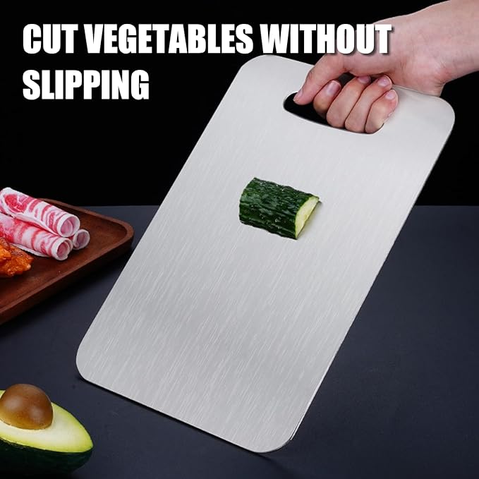 Cutting Board Double Sided,2 Pcs Vegetable Board With Sharpening Stone,Large Size+Small Size,Food Grade Stainless steel and Wheat straw PP Material,Eco-Friendly (16.1‘’LX10.1‘’W)