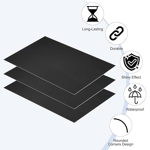 PATIKIL 5x8 Inch Anodized Aluminum Sheet Metal, 10Pcs Laser Plates Engraving Blanks 0.5MM Thin Rectangle for Crafting DIY House Laser Engraving, Black