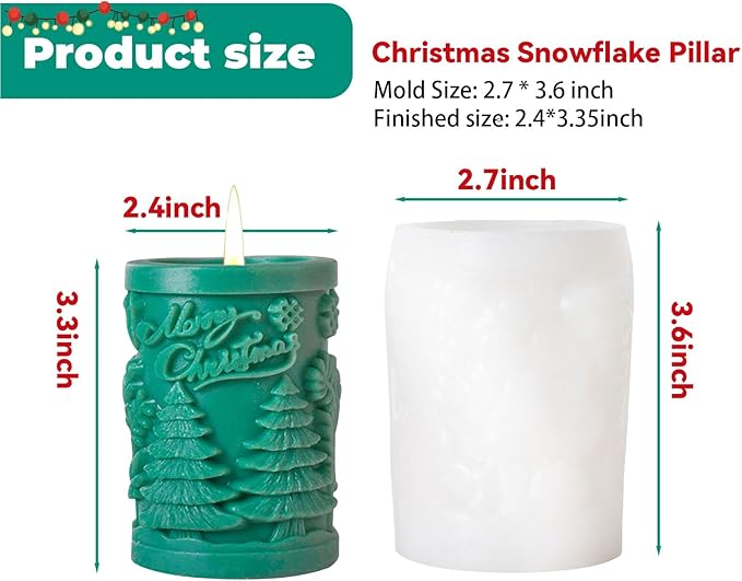 Christmas Candle Silicone Molds, 3D Candle Molds for Candle Making, Silicone Epoxy Resin Mold, Ornament Mould for DIY Wax Scented Candle Soaps Art Craft Cake Chocolate Home Decor（846）