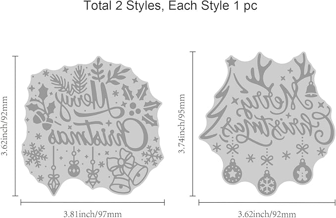 ORIGACH 2 PCS Merry Christmas Hot Foil Plate for Card Making DIY Scrapbooking Paper Decor Embossing Foil Handmade Craft