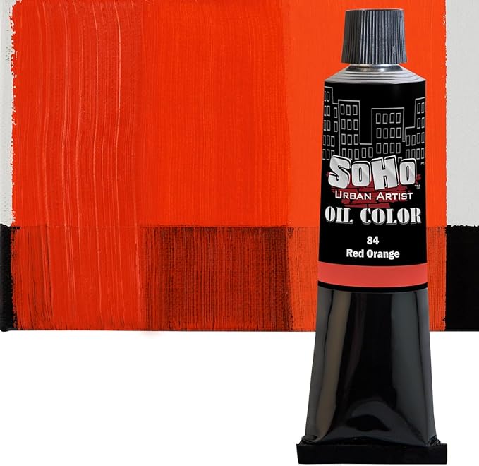 Soho Urban Artist Oil Paint - Red Orange, 170 ml Tube - Best Valued Oil Colors for Painting, Excellent Pigment Load