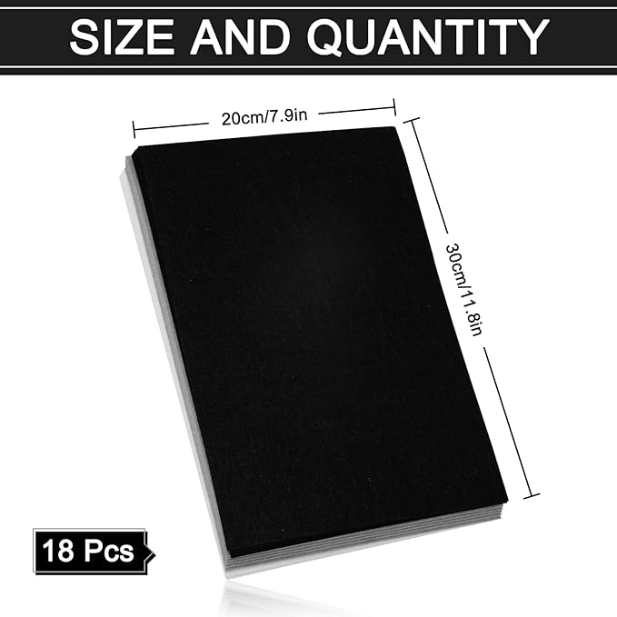 Whaline 18Pcs Felt Fabric Sheets Soft Thick Assorted Black Grey White Craft Felt Pack for DIY Craft Sewing Patchwork Art Projects, 3 Colors, 7.9 x 11.8 Inch