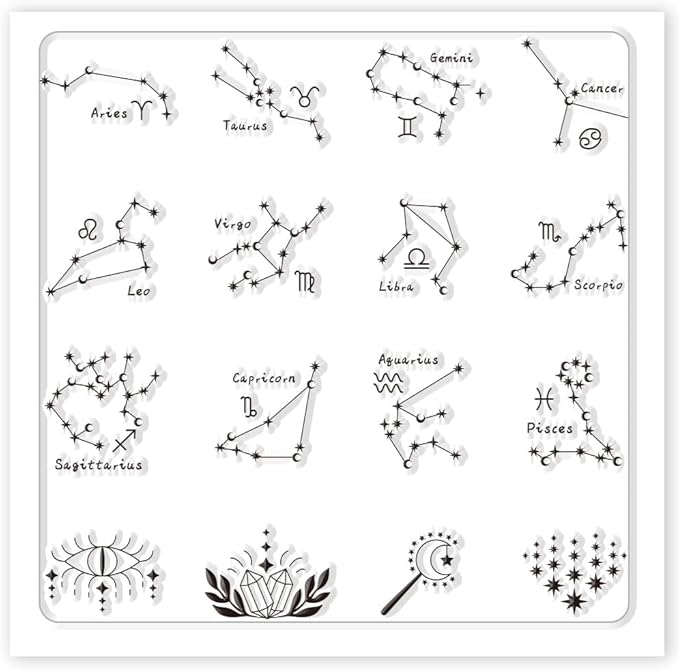 CHGCRAFT Polymer Clay Texture Sheets Constellations Clay Texture Mat Silicone Texture Stamp Clay Modeling Pattern Pad Silicone Clay Texture Mat for Jewelry Earring Making 5.5x5.5inch