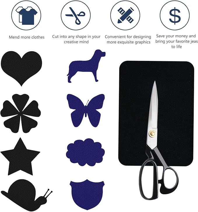 MOONSJONES Iron on Patches for Clothes Fabric Repair, 8 PCS Premium Strongest Glue Cotton Gear Reparing Patch for Holes Inside & Outside Pants, Jeans, Jacket, Hat, Canvas (7.5 cm x 10.5 cm-Dark Gray)