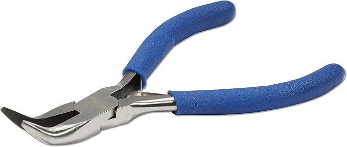 The Beadsmith Color-ID Bent Chain Nose Plier – 5 inches (127mm) – Blue Comfort Grip Handle – Polished Steel Head and Double-Leaf Spring - Tool for Jewelry Making
