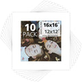 Mat Board Center, Pack of 10, 16x16 for 12x12 White Photo Picture Mats - Acid Free, 4-ply Thickness, White Core - for Pictures, Photos, Framing