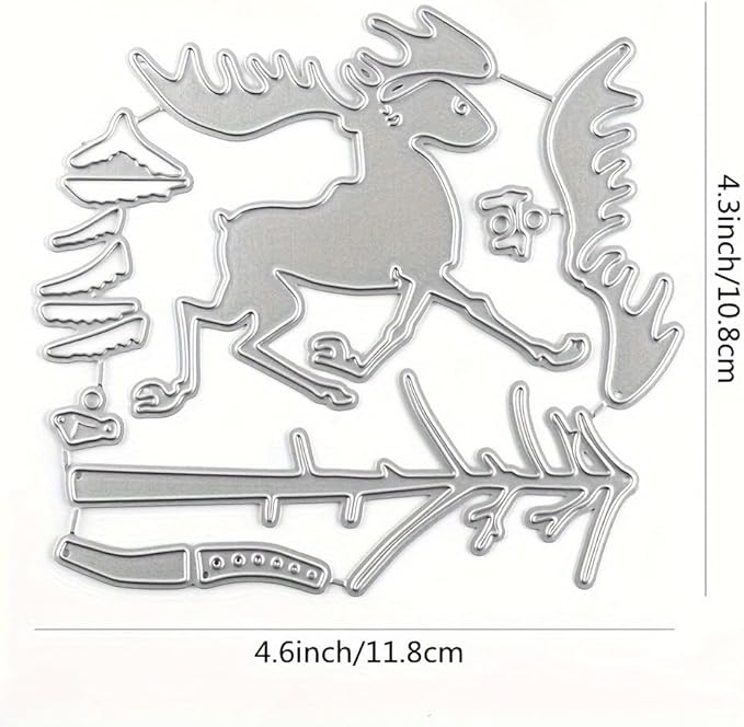 Lapoo Festivals Metal Cutting Die for Scrapbooking - Durable, Cut Stencils for DIY Scrapbook Photo Album Decorative Paper Card, Card Making Supplies, Embossing (Deer and The Tree 4.6 x 4.3 in)