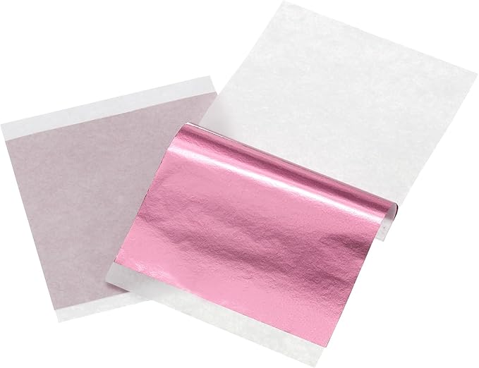 uxcell 100pcs Leaf Sheets, 3.5" x 3.5" Foil Sheets Paper Sheets for DIY Crafts Painting Nails Resin Furniture Decoration(Light Pink)