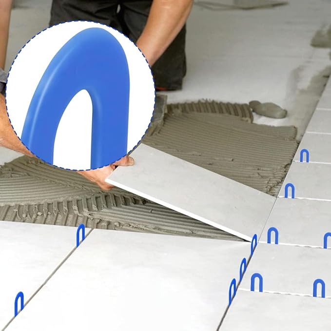 DGSL Tile Leveling System Tile Spacers 1/16 Inch, 500 pieces Horseshoe Shim U Shape Plastic Tile Leveling Clips for Various Types of Tile Leveling (Blue)