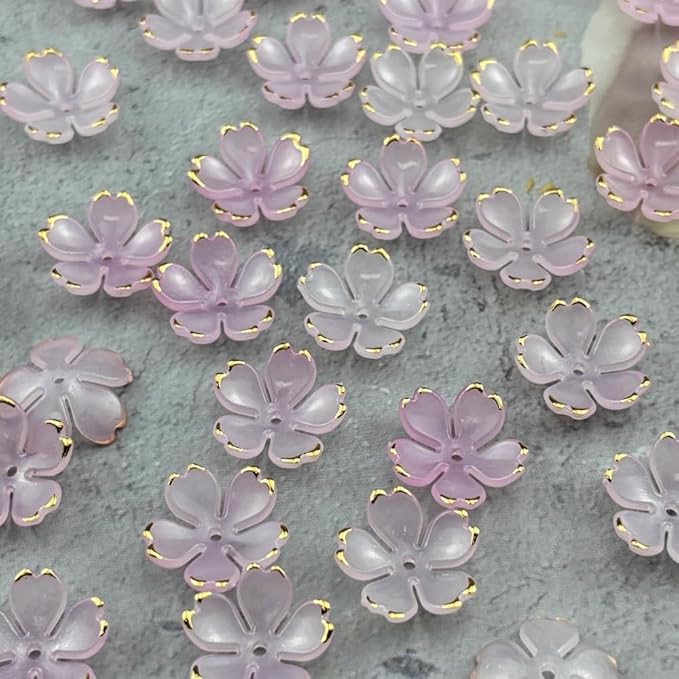 100pcs Acrylic Flower Beads, 19mm Cherry Blossom Plastic Gradient Flower Spacer Beads for DIY Crafts Bracelet Necklace Earrings Jewelry Making(Light Pink)