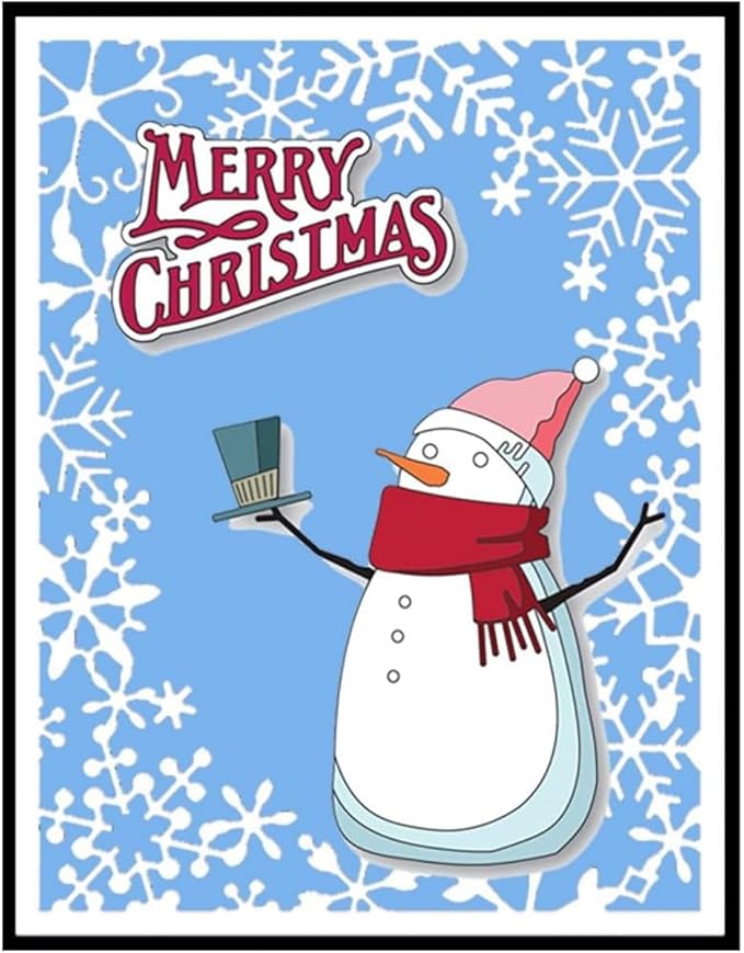 Mvchifay Cutting Dies Happy Birthday Metal Stencils Scrapbooking Tool DIY Emboss Paper Card Making (Snowflake Frame-11x14cm)