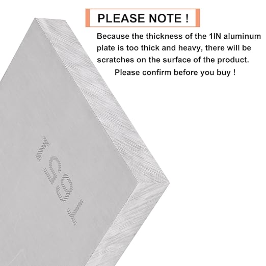 6061 T651 Aluminum Sheet Metal 6 x 6 x 1Inch (25.4MM) Flat Plain Thickened Aluminum Plate Covered with Protective Film, Heat Treatable Rectangle 1.0" Thick Aluminum Metal Plate for Industrial