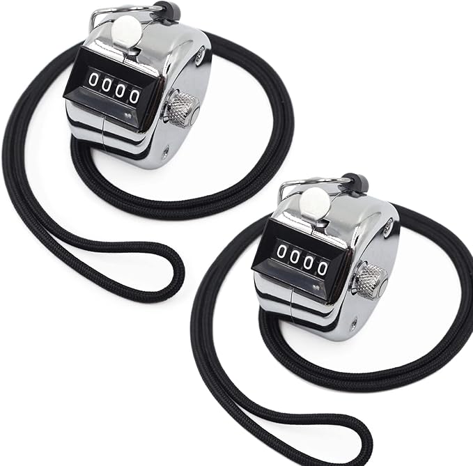 Amble Tally Clicker Counter, Metal Case Mechanical Clicker Digital Handheld Tally Counter with Nylon Lanyard