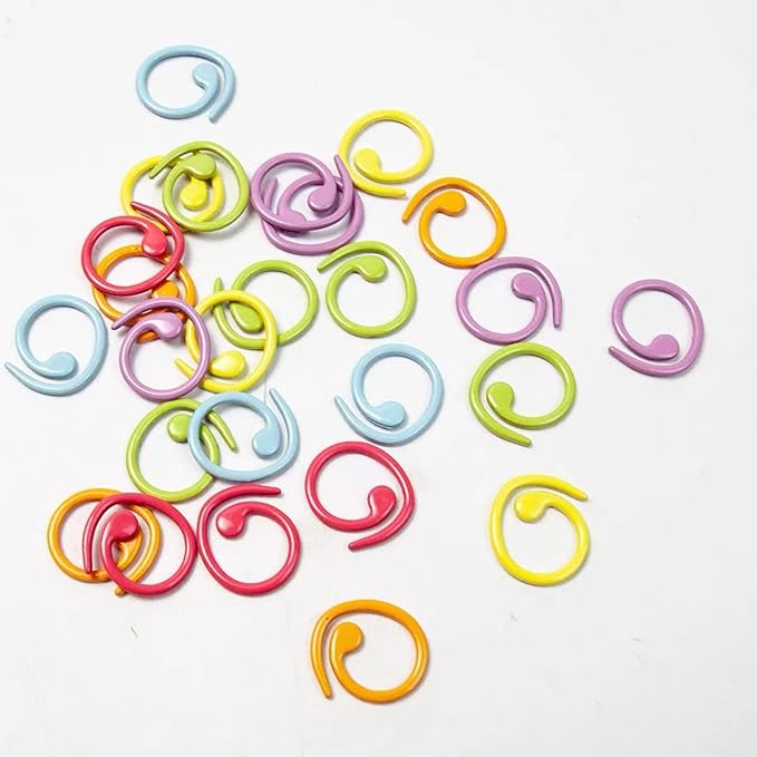 Hilsayum 30PCS Metal Stitch Markers Helical-Shaped Crochet Markers Ring Multicolor Crochet Locking Markers for Knitting and Crocheting (Multicolor)