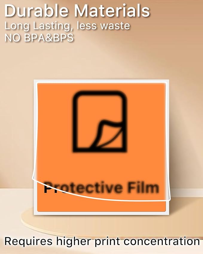 iEager Orange Square Thermal Label Stickers, 3" x 3" Self-Adhesive Square Direct Thermal Labels with Perforation Line, 500 Sheets/Roll