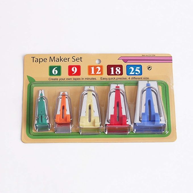 YICBOR Bias Tape Maker Set 6MM/9MM/12MM/18MM/25MM 5 Sizes DIY Quilting Tools Kit