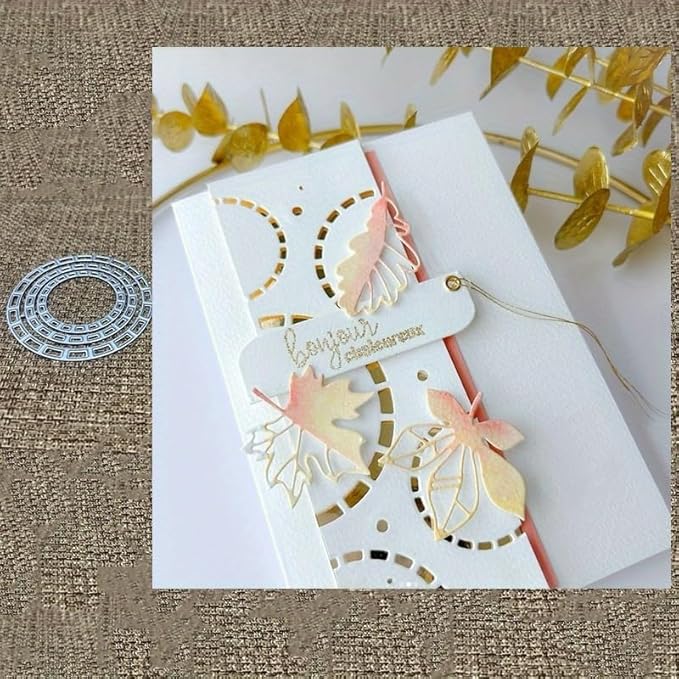 Lapoo Geometric Cutting Die for Scrapbooking - Durable, Cut Stencils for DIY Scrapbook Photo Album Decorative Paper Card, Card Making Supplies (Three Hollowed-Out Rings 2.8 x 2.8 in)