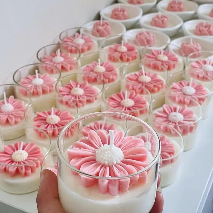 Daisy Candle Mold 4pack, Daisy Silicone molds for Candles, for soap,Candles,Resin,Polymer Clay, Plaster and More DIY Craft
