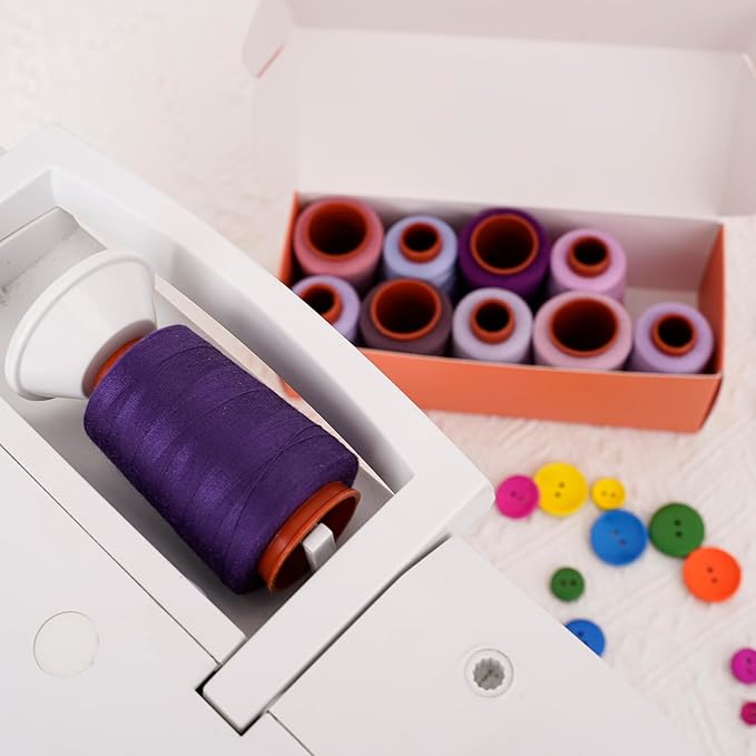 10 Pcs Sewing Thread, All Purpose Sewing Thread,40 wt, Assorted Colors Each 800 Yards of Polyester Threads for Sewing Machine, Hand Stitching, Quilting, Serger (Purple Color System)