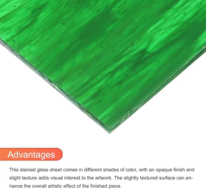 MECCANIXITY 2 Pcs Stained Glass Sheet Mosaic Tile 7.9 Inch x 5.9 Inch Dark Green Stained Glass Sheets for Crafts DIY Art Project