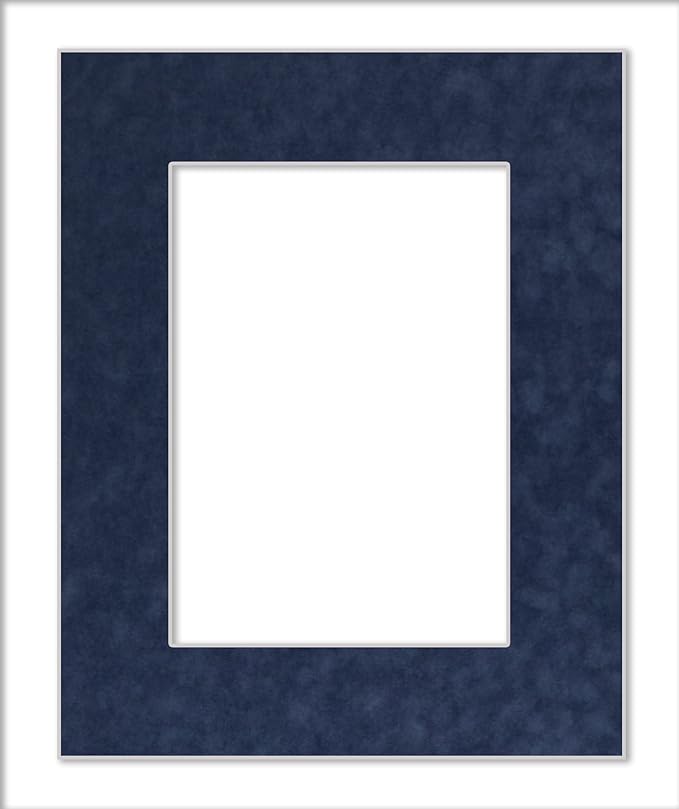 8x10 Mat Bevel Cut for 5.5x8.5 Photos - Acid Free Navy Suede Precut Matboard With Backing Board and Crystal Clear, Self Seal Photo Mat Bag - For Pictures, Photos, Framing - 4-ply Thickness