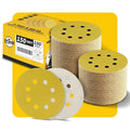 100PCS 5 Inch 150 Grit 125mm 8 Hole Sanding Discs Sandpaper - Premium Gold Round Hook and Loop for Random Orbital Sander - Ideal for Wood, Metal, Automotive