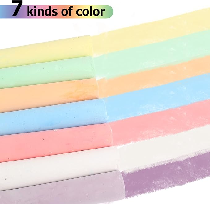 J-hong Washable Sidewalk Chalk Set- 52 Pieces 7 Colors Jumbo Chalk For Kid and Adult, Paint on Classroom Chalkboard or Outdoor Playground, Good Gift for Party