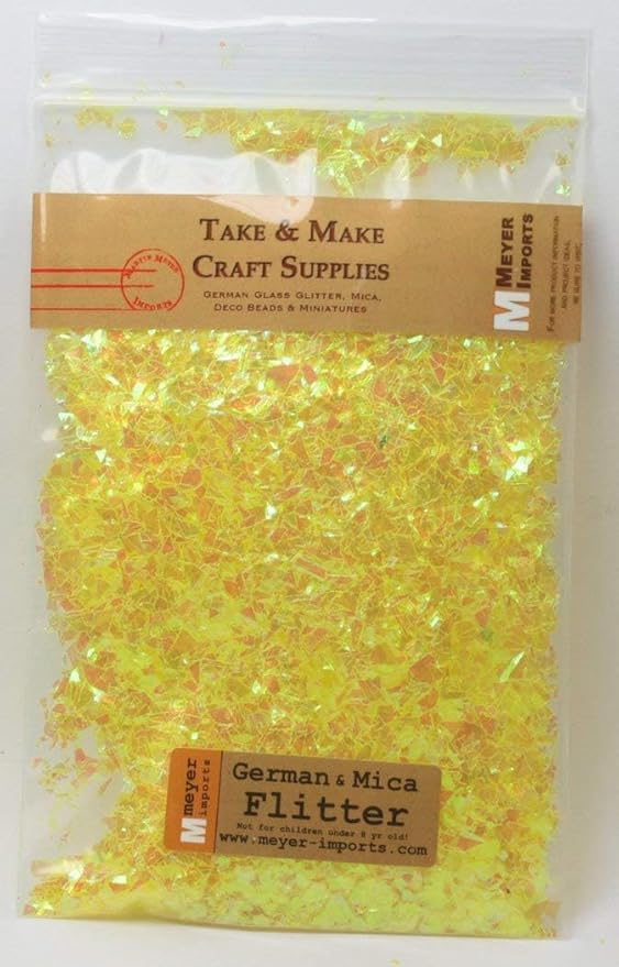Bright Yellow Iridescent Ice Glitter Flakes for Nail Art - Lightweight Holographic Polyester - 311-4355 - 1/2 oz (14 Grams)