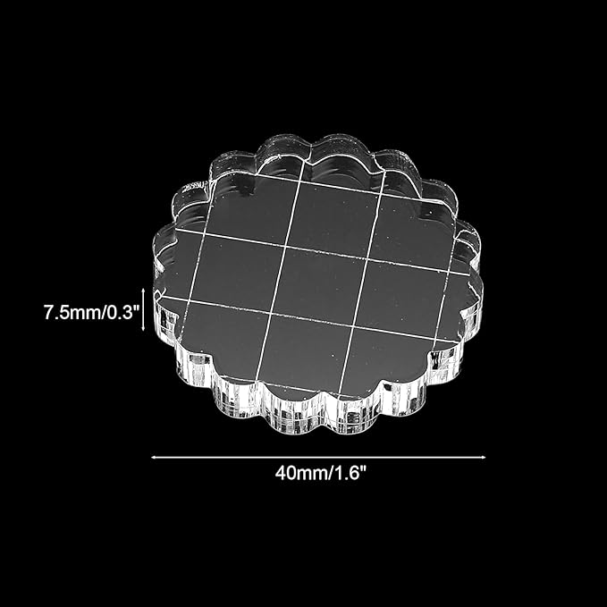 PATIKIL 1.6" Acrylic Stamp Block, 6Pcs Clear Stamping Block with Grid Lines Decorative Mounting Blocks Round for Scrapbooking DIY Crafts Card Making