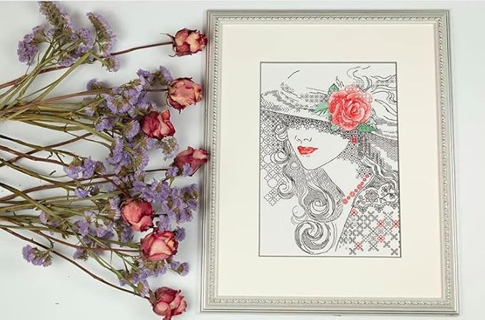 RIOLIS - Mysterious Rose 1887, Cross Stitch Kits 8¼" x 11¾", Cross Stitch Kits for Beginners & Advanced, Crossstitching Kit Adult, Embroidery Counted Stitching Kit