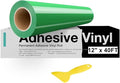 HTVRONT Green Permanent Vinyl, 12" x 40 FT Green Adhesive Vinyl Roll for All Cutting Machine, Silhouette, Cameo Cutters, Signs, Scrapbooking, Craft, Die Cutters (Glossy Green)